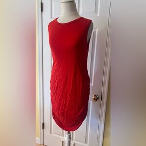 Chic Bright Red Sleeveless Strtchy Midi Dress